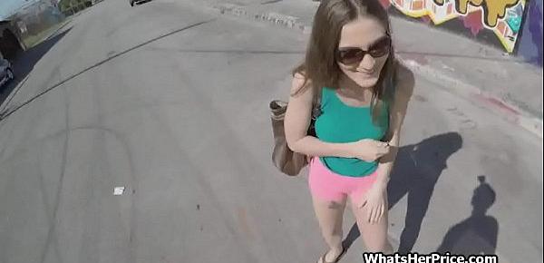  Public quickie with big tit broke teen